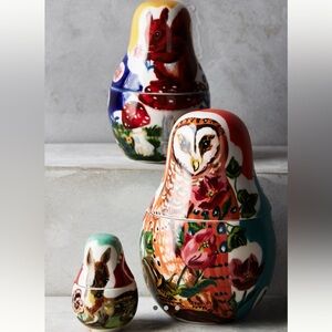 Anthropologie Multicolor Nesting Animal Canisters